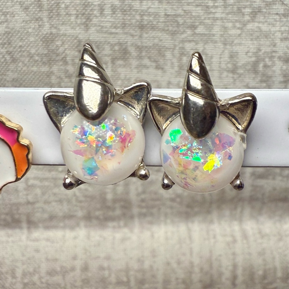 Unicorn Lovers Earring Set: Sterling Silver & Stainless Steel Bundle 🦄 - Picture 2 of 6